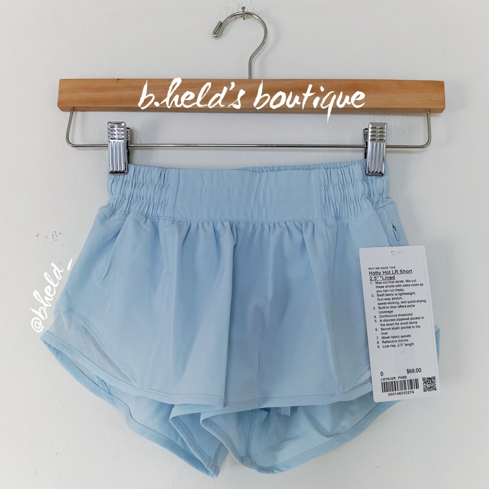 lululemon Hotty Hot Low-Rise Lined Short 2.5" in Powder Blue Sz 0 Brand New NWT